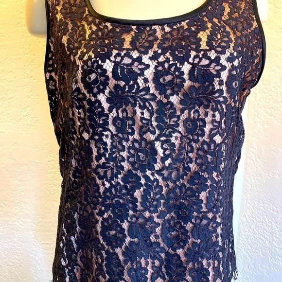 DONNA RICCO Y2K VTG Lace Black sleeveless top SZ 14 - Picture 2 of 6